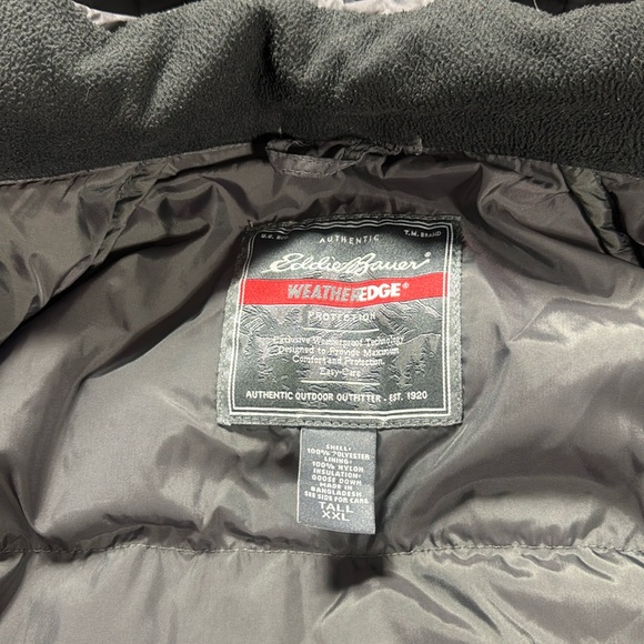 EUC Men’s Eddie Bauer Weatheredge Goose Down Hooded Parka Jacket Size XXL Tall - Picture 5 of 12